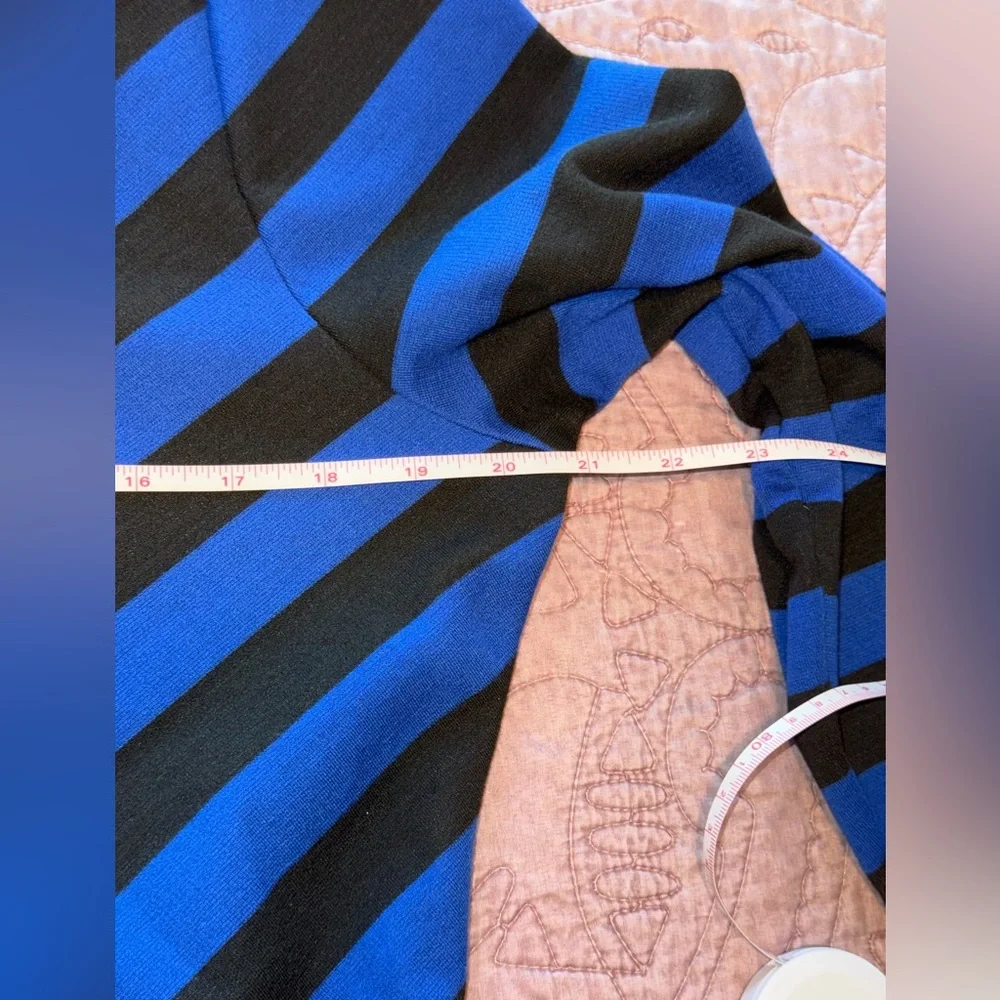Eloquii Blue and Black Striped Long Sleeve Dress - Picture 3 of 15